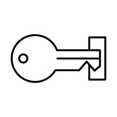 Key line style icon design of Security lock access door house safe safety and protection theme Vector illustration