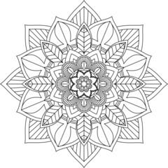 Easy Mandala coloring book simple and basic for beginners, seniors and children. Set of Mehndi flower pattern for Henna drawing and tattoo. Decoration in ethnic oriental, Indian style.