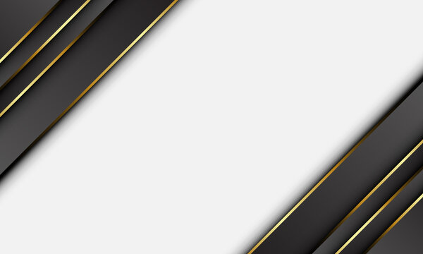 Black diagonal stripes with gold line isolated on white background.