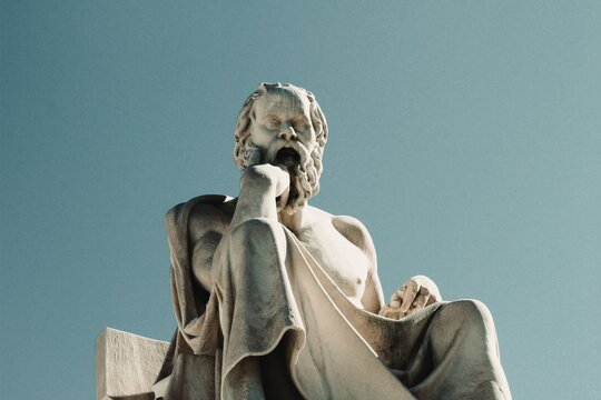 Statue of the ancient Greek philosopher Socrates in Athens, Greece, October 9 2020.
