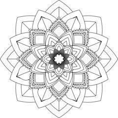 Easy Mandala coloring book simple and basic for beginners, seniors and children. Set of Mehndi flower pattern for Henna drawing and tattoo. Decoration in ethnic oriental, Indian style.