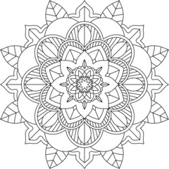 Easy Mandala coloring book simple and basic for beginners, seniors and children. Set of Mehndi flower pattern for Henna drawing and tattoo. Decoration in ethnic oriental, Indian style.