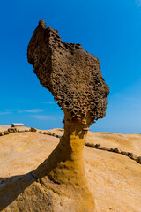 Taiwan’s Yehliu Geopark, beautiful fantastic ancient rock field in coastline
