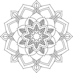 Fototapeta premium Easy Mandala coloring book simple and basic for beginners, seniors and children. Set of Mehndi flower pattern for Henna drawing and tattoo. Decoration in ethnic oriental, Indian style.