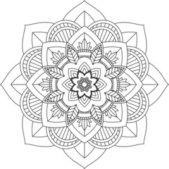 Easy Mandala coloring book simple and basic for beginners, seniors and children. Set of Mehndi flower pattern for Henna drawing and tattoo. Decoration in ethnic oriental, Indian style.