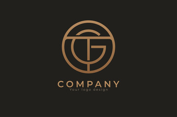 Abstract initial letter G and T logo, usable for branding and business logos, Flat Logo Design Template, vector illustration