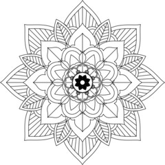 Easy Mandala coloring book simple and basic for beginners, seniors and children. Set of Mehndi flower pattern for Henna drawing and tattoo. Decoration in ethnic oriental, Indian style.