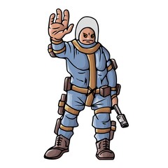 People and aliens meet, the first contact of the universe. The threat of an alien invasion. Vector illustration