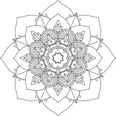Easy Mandala coloring book simple and basic for beginners, seniors and children. Set of Mehndi flower pattern for Henna drawing and tattoo. Decoration in ethnic oriental, Indian style.