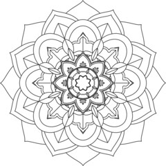 Easy Mandala coloring book simple and basic for beginners, seniors and children. Set of Mehndi flower pattern for Henna drawing and tattoo. Decoration in ethnic oriental, Indian style.