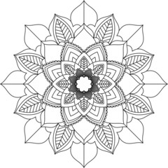 Easy Mandala coloring book simple and basic for beginners, seniors and children. Set of Mehndi flower pattern for Henna drawing and tattoo. Decoration in ethnic oriental, Indian style.