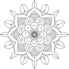 Easy Mandala coloring book simple and basic for beginners, seniors and children. Set of Mehndi flower pattern for Henna drawing and tattoo. Decoration in ethnic oriental, Indian style.