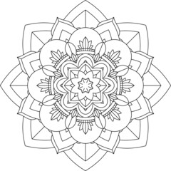 Easy Mandala coloring book simple and basic for beginners, seniors and children. Set of Mehndi flower pattern for Henna drawing and tattoo. Decoration in ethnic oriental, Indian style.