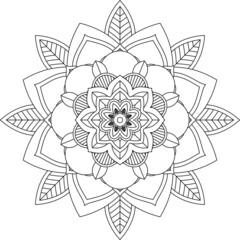 Easy Mandala coloring book simple and basic for beginners, seniors and children. Set of Mehndi flower pattern for Henna drawing and tattoo. Decoration in ethnic oriental, Indian style.