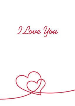 Happy Valentine's day. Vector greeting card and poster design with the image of the word "I love you" and a linear heart . eps10