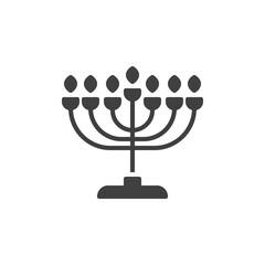 Fototapeta premium Hanukkah menorah vector icon. filled flat sign for mobile concept and web design. Menorah candlestick glyph icon. Symbol, logo illustration. Vector graphics