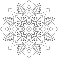 Easy Mandala coloring book simple and basic for beginners, seniors and children. Set of Mehndi flower pattern for Henna drawing and tattoo. Decoration in ethnic oriental, Indian style.