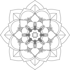 Fototapeta premium Easy Mandala coloring book simple and basic for beginners, seniors and children. Set of Mehndi flower pattern for Henna drawing and tattoo. Decoration in ethnic oriental, Indian style.