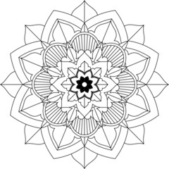 Easy Mandala coloring book simple and basic for beginners, seniors and children. Set of Mehndi flower pattern for Henna drawing and tattoo. Decoration in ethnic oriental, Indian style.