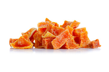 Candied dried pumpkin on white background isolation