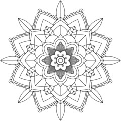 Easy Mandala coloring book simple and basic for beginners, seniors and children. Set of Mehndi flower pattern for Henna drawing and tattoo. Decoration in ethnic oriental, Indian style.