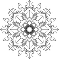 Easy Mandala coloring book simple and basic for beginners, seniors and children. Set of Mehndi flower pattern for Henna drawing and tattoo. Decoration in ethnic oriental, Indian style.