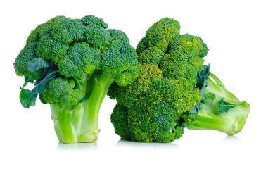 Fresh broccoli raw food on white background isolation