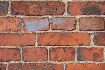 Vintage brick wall with painted bricks as a background.