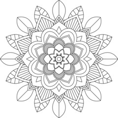 Easy Mandala coloring book simple and basic for beginners, seniors and children. Set of Mehndi flower pattern for Henna drawing and tattoo. Decoration in ethnic oriental, Indian style.