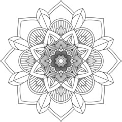 Easy Mandala coloring book simple and basic for beginners, seniors and children. Set of Mehndi flower pattern for Henna drawing and tattoo. Decoration in ethnic oriental, Indian style.