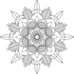 Easy Mandala coloring book simple and basic for beginners, seniors and children. Set of Mehndi flower pattern for Henna drawing and tattoo. Decoration in ethnic oriental, Indian style.
