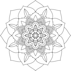 Easy Mandala coloring book simple and basic for beginners, seniors and children. Set of Mehndi flower pattern for Henna drawing and tattoo. Decoration in ethnic oriental, Indian style.