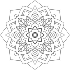 Easy Mandala coloring book simple and basic for beginners, seniors and children. Set of Mehndi flower pattern for Henna drawing and tattoo. Decoration in ethnic oriental, Indian style.