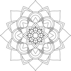 Easy Mandala coloring book simple and basic for beginners, seniors and children. Set of Mehndi flower pattern for Henna drawing and tattoo. Decoration in ethnic oriental, Indian style.
