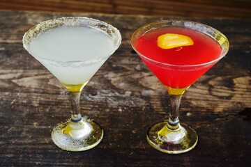 Cocktails in a bar setting