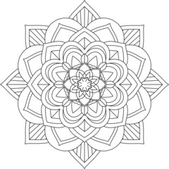 Easy Mandala coloring book simple and basic for beginners, seniors and children. Set of Mehndi flower pattern for Henna drawing and tattoo. Decoration in ethnic oriental, Indian style.