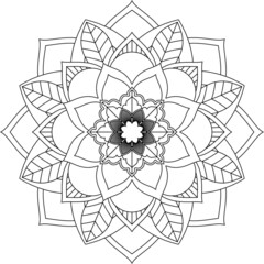 Easy Mandala coloring book simple and basic for beginners, seniors and children. Set of Mehndi flower pattern for Henna drawing and tattoo. Decoration in ethnic oriental, Indian style.
