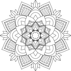 Easy Mandala coloring book simple and basic for beginners, seniors and children. Set of Mehndi flower pattern for Henna drawing and tattoo. Decoration in ethnic oriental, Indian style.