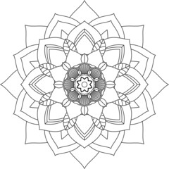 Easy Mandala coloring book simple and basic for beginners, seniors and children. Set of Mehndi flower pattern for Henna drawing and tattoo. Decoration in ethnic oriental, Indian style.