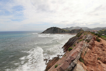 High cliffs in Zumaia on a basque coast, Spain