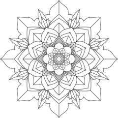 Easy Mandala coloring book simple and basic for beginners, seniors and children. Set of Mehndi flower pattern for Henna drawing and tattoo. Decoration in ethnic oriental, Indian style.
