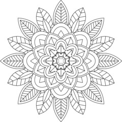 Easy Mandala coloring book simple and basic for beginners, seniors and children. Set of Mehndi flower pattern for Henna drawing and tattoo. Decoration in ethnic oriental, Indian style.