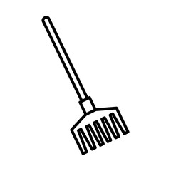 Gardening rake line style icon design, garden planting and nature theme Vector illustration