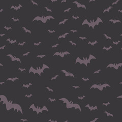 Halloween pattern with flying bats. Vector seamless background. Bat simple illustration texture.