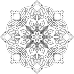 Fototapeta premium Easy Mandala coloring book simple and basic for beginners, seniors and children. Set of Mehndi flower pattern for Henna drawing and tattoo. Decoration in ethnic oriental, Indian style.