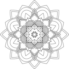 Easy Mandala coloring book simple and basic for beginners, seniors and children. Set of Mehndi flower pattern for Henna drawing and tattoo. Decoration in ethnic oriental, Indian style.