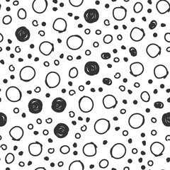 Dots seamless pattern. Hand drawn circles background texture.