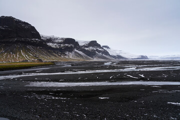 River from Vatnatjokull glacier, Southern Iceland, Iceland, Europe