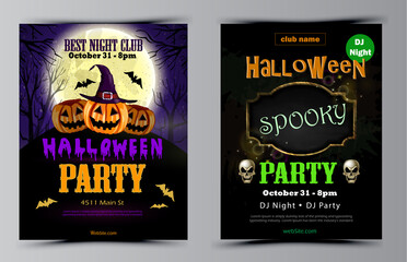Halloween party flyer set vector