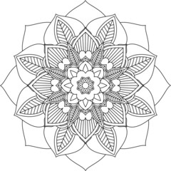 Easy Mandala coloring book simple and basic for beginners, seniors and children. Set of Mehndi flower pattern for Henna drawing and tattoo. Decoration in ethnic oriental, Indian style.
